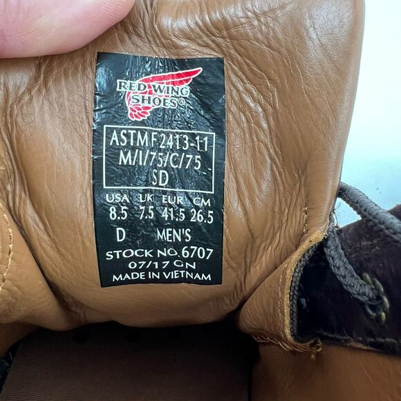 Red Wing Size 8.5 D 6707 Men\'s‎ Steel Toe Work Boots Leather Brown Lace Up WEAR main image 7